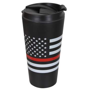 Travel Mug With Thin Red & Blue Line Flag